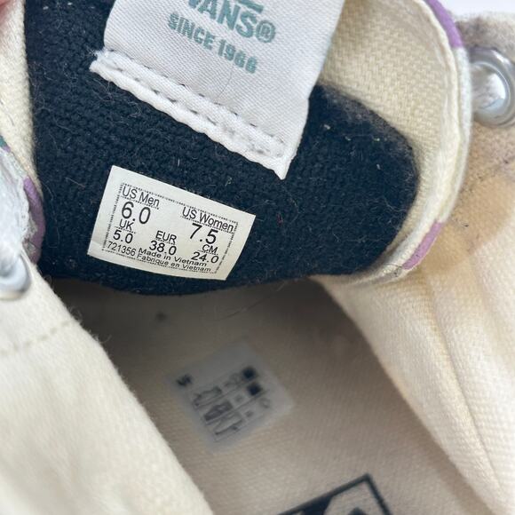 Vans Sk8 Hi Canvas Shoe 7.5 Womens Floral Flower White Sneakers High Top - Picture 7 of 8